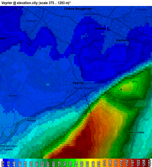 Veyrier elevation map