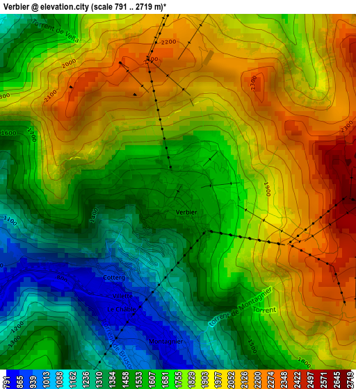 Verbier elevation map