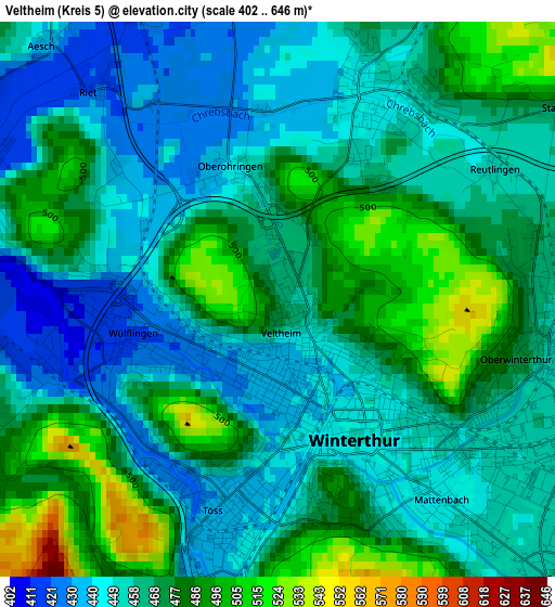 Veltheim (Kreis 5) elevation map