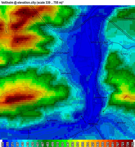 Veltheim elevation map