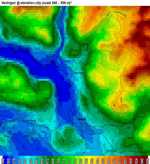 Vechigen elevation map