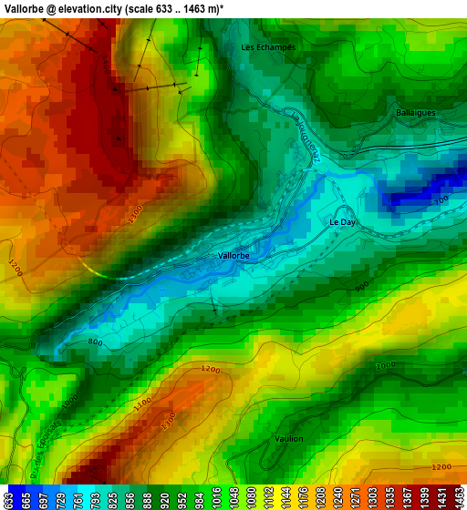 Vallorbe elevation map