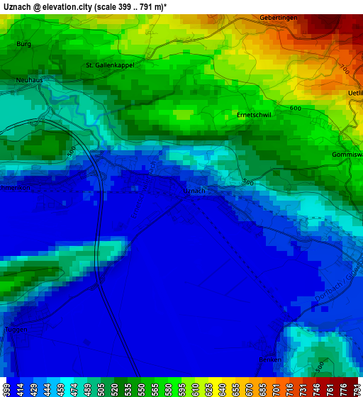 Uznach elevation map