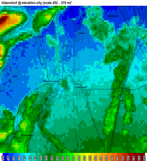 Utzenstorf elevation map