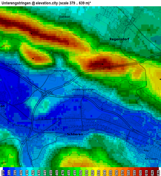 Unterengstringen elevation map