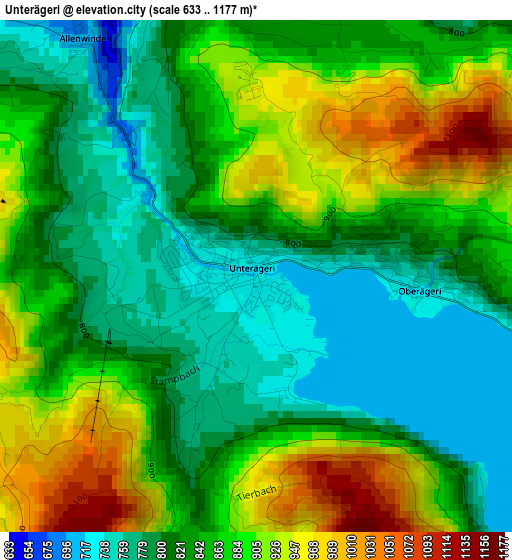 Unterägeri elevation map