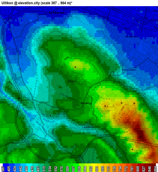 Uitikon elevation map