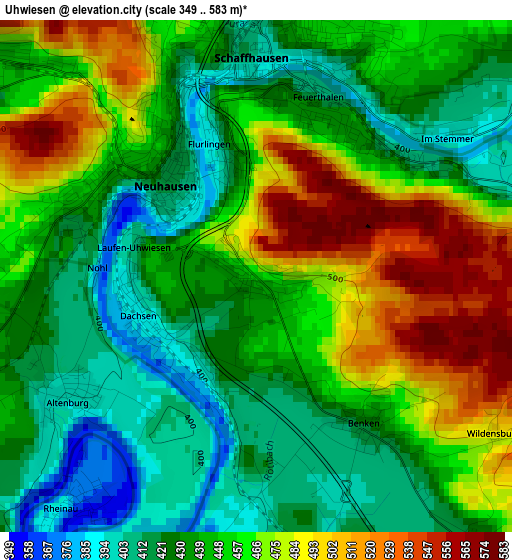 Uhwiesen elevation map