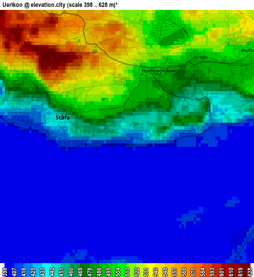 Uerikon elevation map