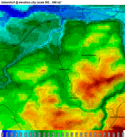 Ueberstorf elevation map