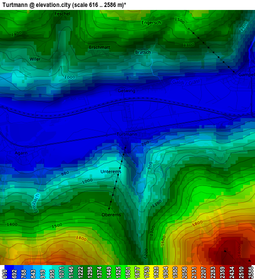 Turtmann elevation map