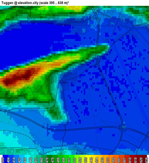 Tuggen elevation map