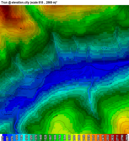 Trun elevation map