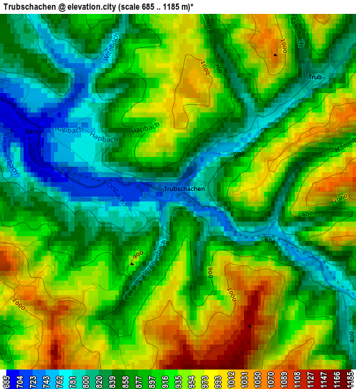 Trubschachen elevation map