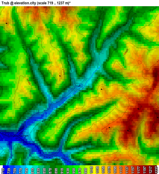 Trub elevation map