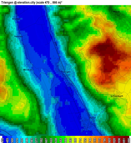 Triengen elevation map