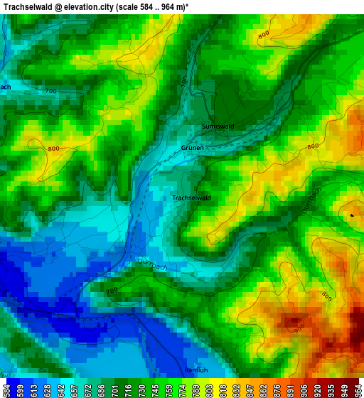 Trachselwald elevation map