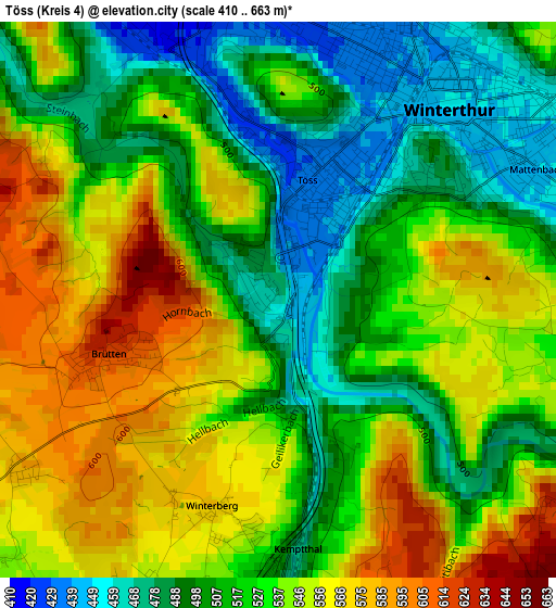 Töss (Kreis 4) elevation map