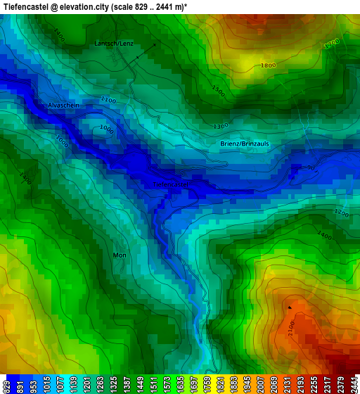 Tiefencastel elevation map