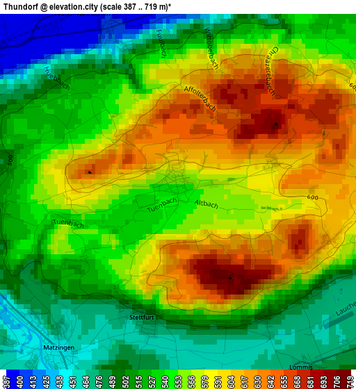 Thundorf elevation map