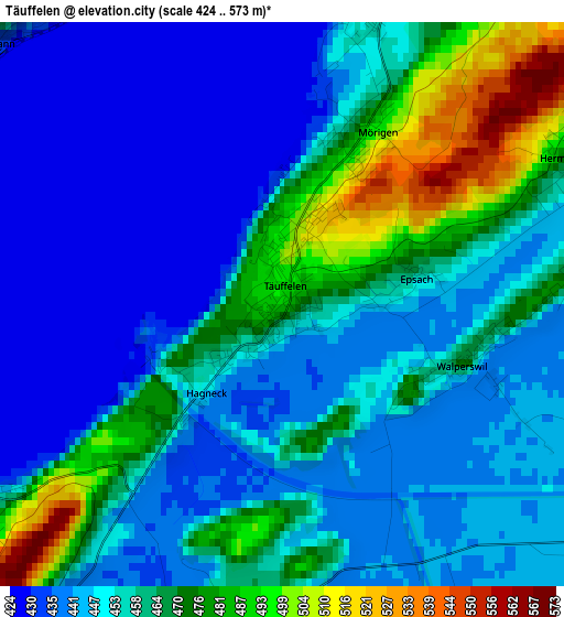 Täuffelen elevation map