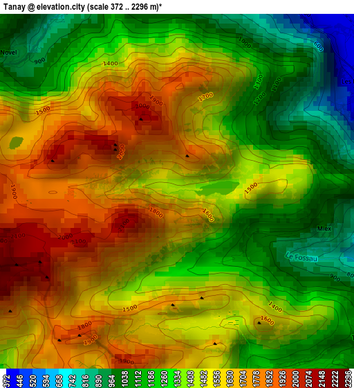 Tanay elevation map