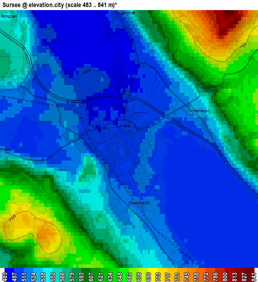 Sursee elevation map