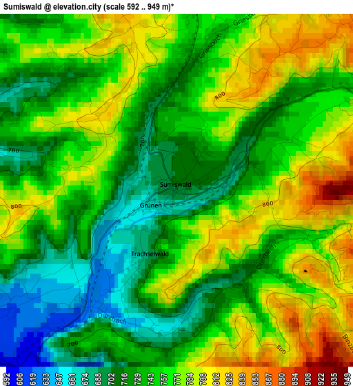 Sumiswald elevation map