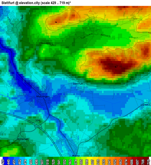 Stettfurt elevation map
