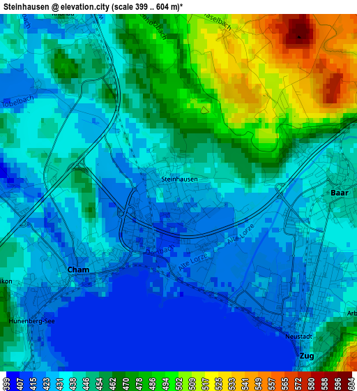 Steinhausen elevation map