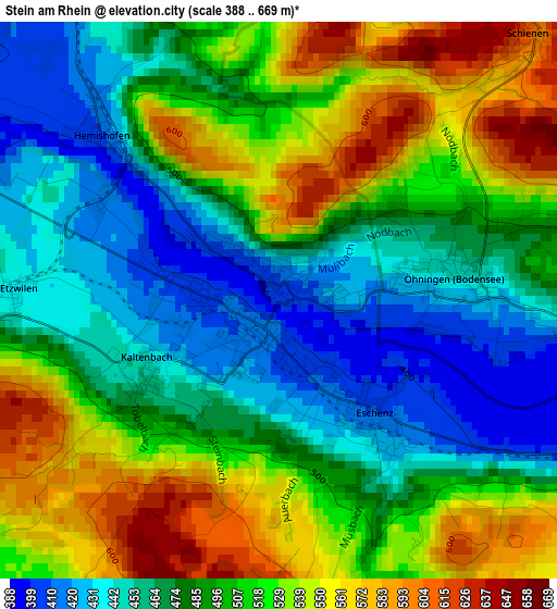 Stein am Rhein elevation map