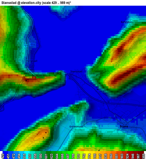 Stansstad elevation map