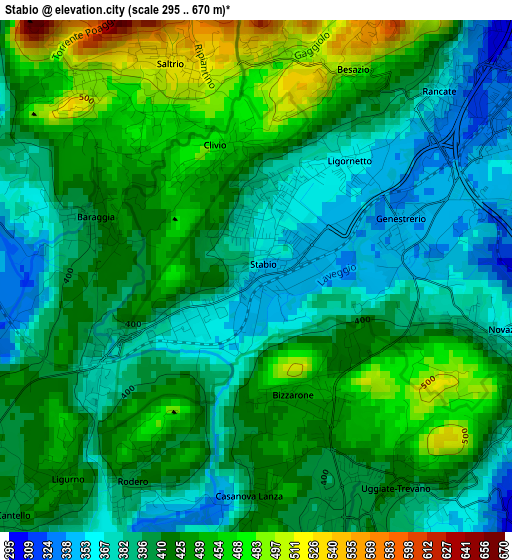 Stabio elevation map