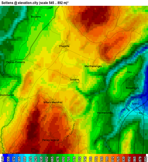 Sottens elevation map