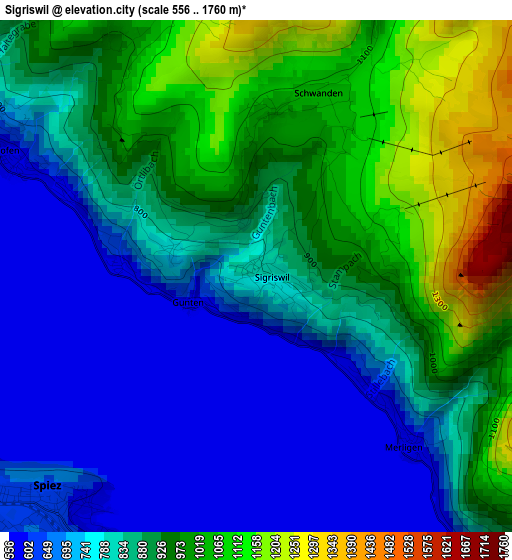 Sigriswil elevation map