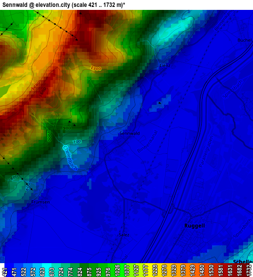 Sennwald elevation map