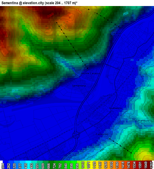 Sementina elevation map