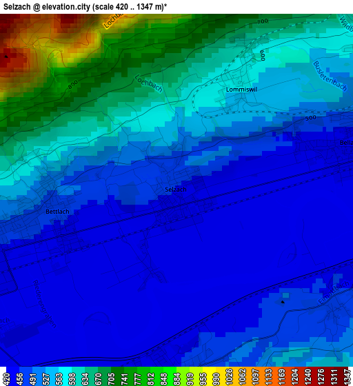 Selzach elevation map