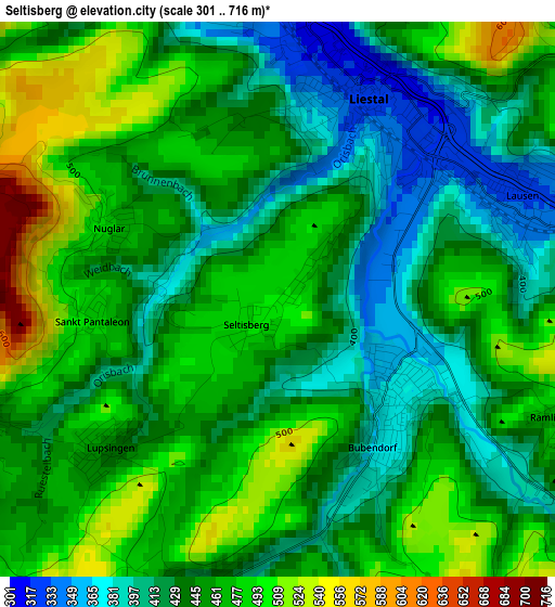 Seltisberg elevation map