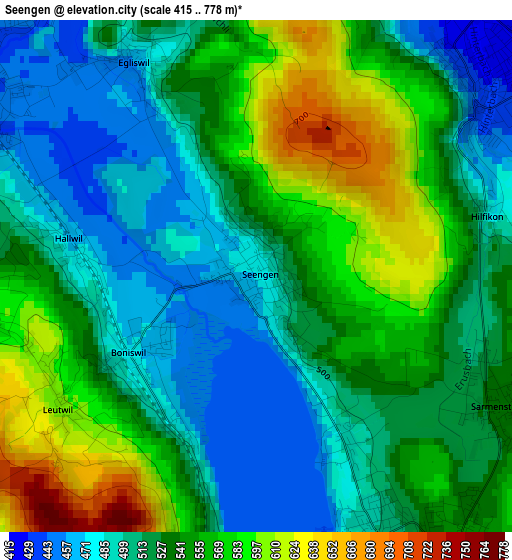 Seengen elevation map