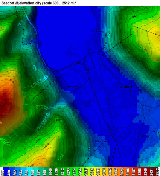 Seedorf elevation map