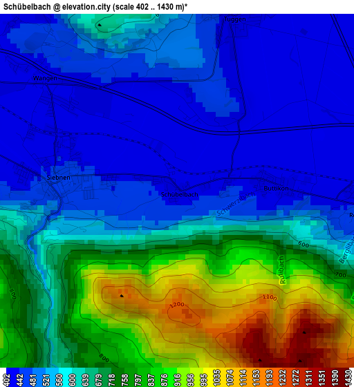 Schübelbach elevation map