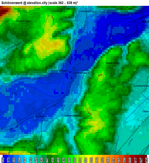 Schönenwerd elevation map
