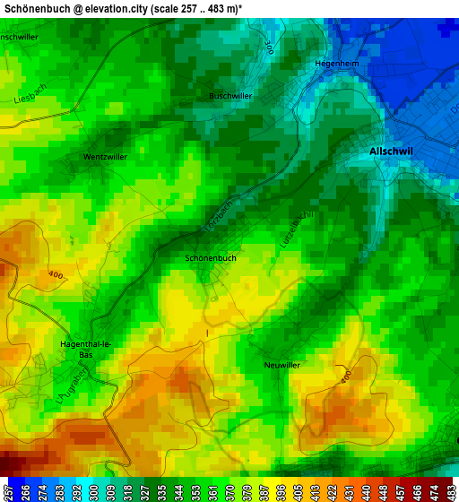 Schönenbuch elevation map