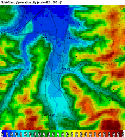 Schöftland elevation map