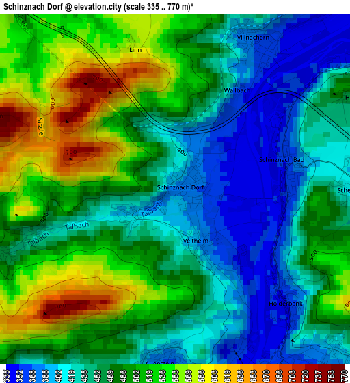 Schinznach Dorf elevation map