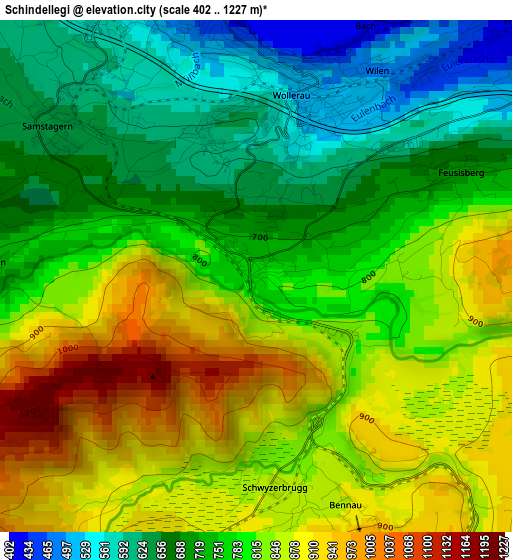 Schindellegi elevation map