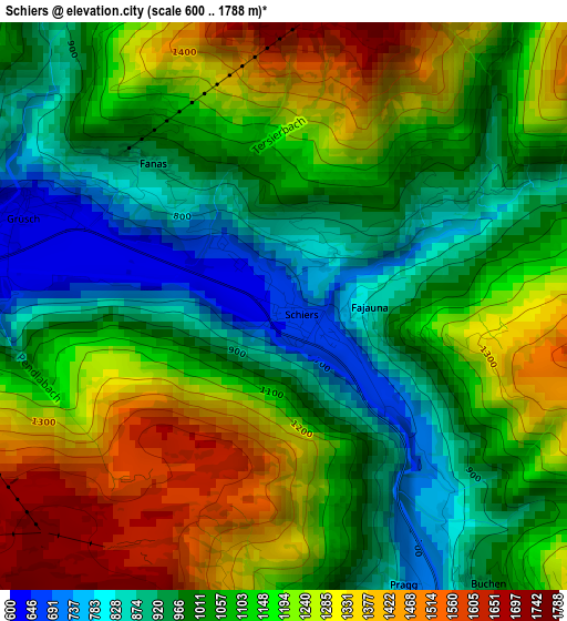 Schiers elevation map