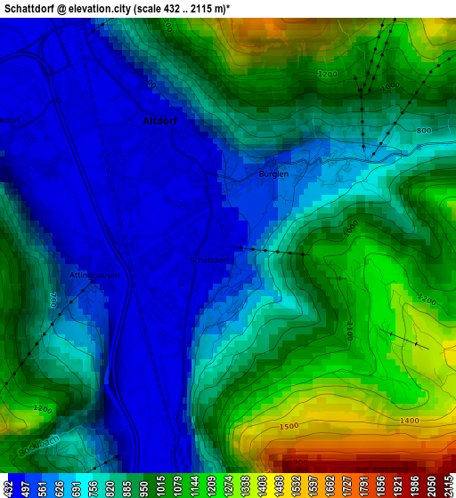 Schattdorf elevation map