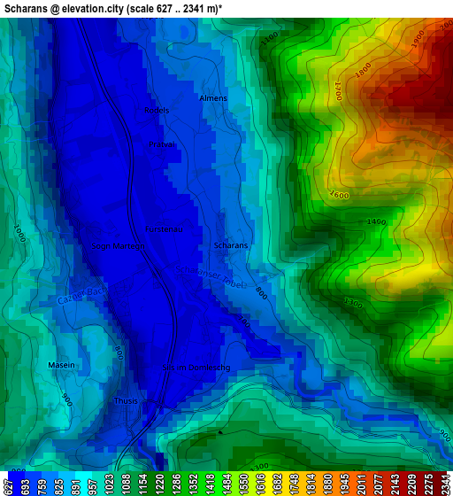 Scharans elevation map